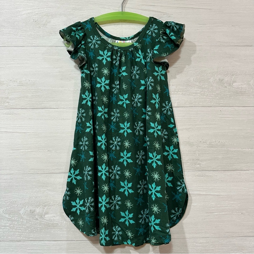 NEW - Dot Dot Smile Snowflake Swing Dress in Green